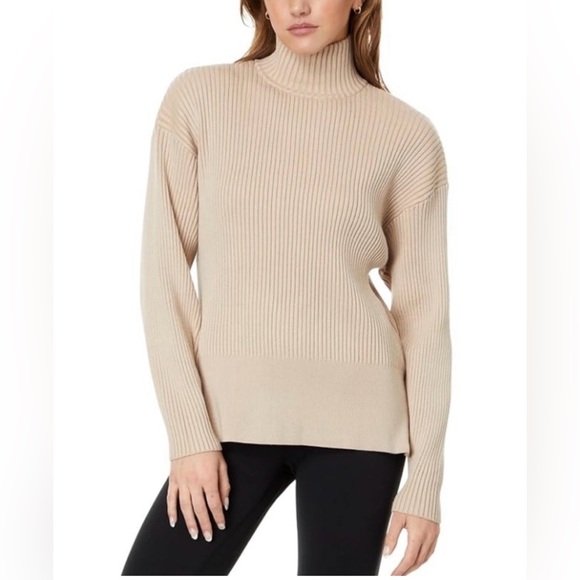 Varley Sweaters - NWOT - Women’s VARLEY Mayfair Mock Neck Knot Ribbed Sweater - Cement Beige - M